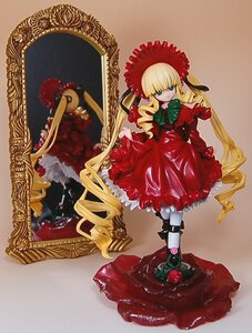 Rating: Safe Score: 0 Tags: 1girl blonde_hair blue_eyes bonnet bow bowtie doll dress drill_hair flower full_body long_hair long_sleeves looking_at_viewer red_dress rose shinku shoes solo standing twintails User: admin