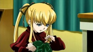 Rating: Safe Score: 0 Tags: 1girl blonde_hair blue_eyes hair_ribbon holding image indoors long_hair long_sleeves red_dress ribbon shinku sidelocks solo twintails upper_body User: admin