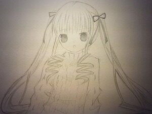 Rating: Safe Score: 0 Tags: 1girl :o drill_hair image long_hair long_sleeves looking_at_viewer monochrome shinku solo traditional_media twintails upper_body very_long_hair User: admin