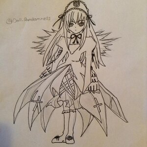 Rating: Safe Score: 0 Tags: 1girl dress frilled_sleeves frills full_body greyscale hairband image long_hair long_sleeves looking_at_viewer monochrome ribbon rose simple_background solo standing suigintou traditional_media very_long_hair wings User: admin