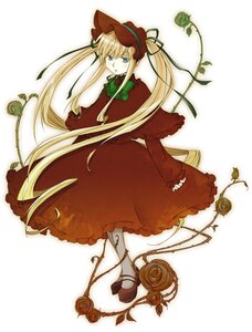 Rating: Safe Score: 0 Tags: 1girl blonde_hair blue_eyes bonnet bow bowtie dress flower full_body green_bow image long_hair long_sleeves looking_at_viewer red_dress rose shinku shoes simple_background solo twintails very_long_hair white_background User: admin