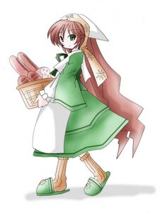 Rating: Safe Score: 0 Tags: 1girl dress full_body green_dress green_eyes hat head_scarf image long_hair long_sleeves solo standing striped suiseiseki User: admin