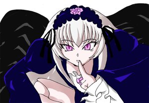 Rating: Safe Score: 0 Tags: 1girl black_ribbon black_wings dress flower frilled_sleeves frills hairband image juliet_sleeves long_hair long_sleeves looking_at_viewer puffy_sleeves rose silver_hair simple_background solo suigintou white_background wings User: admin