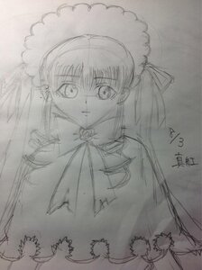 Rating: Safe Score: 0 Tags: 1girl auto_tagged bangs bonnet eyebrows_visible_through_hair hat image long_hair looking_at_viewer monochrome photo shinku sketch solo traditional_media twintails upper_body User: admin