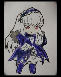 Rating: Safe Score: 0 Tags: 1girl black_border black_wings chibi closed_mouth dress flower frills full_body hairband image letterboxed long_hair long_sleeves looking_at_viewer rose simple_background solo suigintou traditional_media white_background wings User: admin