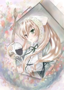 Rating: Safe Score: 0 Tags: 1girl blonde_hair bonnet brown_hair commentary_request dress green_eyes heterochromia image long_hair long_sleeves mokkosu. neck_ribbon red_eyes ribbon rozen_maiden smile solo suiseiseki watering_can User: admin