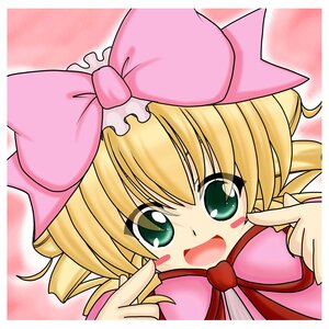 Rating: Safe Score: 0 Tags: 1girl :d auto_tagged bangs blonde_hair blush_stickers bow close-up green_eyes hat hinaichigo image looking_at_viewer open_mouth pink_background pink_bow pink_dress pink_headwear smile solo User: admin