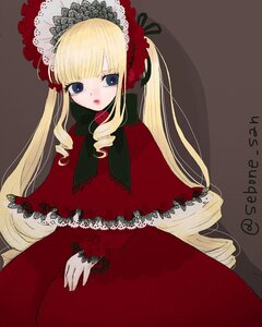 Rating: Safe Score: 0 Tags: 1girl bangs blonde_hair blue_eyes bonnet bow capelet dress drill_hair image long_hair long_sleeves looking_at_viewer red_dress shinku simple_background solo twintails very_long_hair User: admin