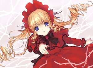 Rating: Safe Score: 0 Tags: 1girl blonde_hair blue_eyes bonnet bow bowtie dress drill_hair flower image long_hair long_sleeves looking_at_viewer red_dress rose shinku solo twintails User: admin