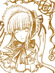 Rating: Safe Score: 0 Tags: 1girl flower frills image long_hair long_sleeves looking_at_viewer monochrome ribbon rose shinku simple_background solo suigintou upper_body white_background User: admin