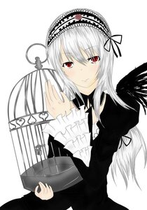 Rating: Safe Score: 0 Tags: 1girl black_dress black_wings blush dress frilled_sleeves frills hairband image juliet_sleeves lolita_fashion long_hair long_sleeves looking_at_viewer puffy_sleeves red_eyes silver_hair simple_background smile solo suigintou white_background wings User: admin