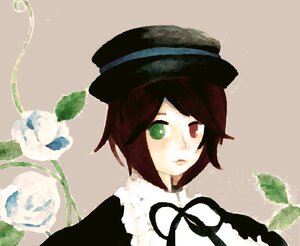 Rating: Safe Score: 0 Tags: 1girl flower green_eyes hat heterochromia image leaf looking_at_viewer plant ribbon short_hair solo souseiseki User: admin