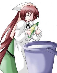 Rating: Safe Score: 0 Tags: 1girl apron closed_eyes dress hat head_scarf image long_hair long_sleeves simple_background solo suiseiseki very_long_hair watering_can white_background User: admin