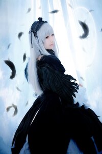 Rating: Safe Score: 0 Tags: 1girl bangs bird black_dress black_feathers black_ribbon black_wings blurry closed_mouth crow depth_of_field dove dress feathered_wings feathers frills gothic_lolita hairband lolita_fashion long_hair long_sleeves looking_at_viewer ribbon seagull silver_hair solo suigintou white_feathers wings User: admin