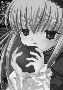 Rating: Safe Score: 0 Tags: 1girl apple blush doujinshi doujinshi_#51 dress eating flower food frills fruit gothic_lolita greyscale hairband holding holding_food holding_fruit image lolita_fashion long_hair long_sleeves looking_at_viewer monochrome multiple rose solo suigintou User: admin