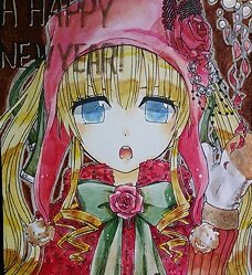 Rating: Safe Score: 0 Tags: 1girl blonde_hair blue_eyes bow bowtie flower hat image long_hair looking_at_viewer open_mouth pink_bow red_capelet rose shinku solo upper_body User: admin