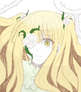 Rating: Safe Score: 0 Tags: 1girl bangs blonde_hair blush closed_mouth eyebrows_visible_through_hair flower hair_flower hair_ornament image kirakishou long_hair looking_at_viewer rose smile solo white_flower white_rose User: admin