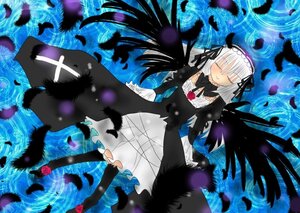 Rating: Safe Score: 0 Tags: 1girl black_feathers black_wings closed_eyes dress feathered_wings feathers flower frills hairband image lolita_hairband long_hair long_sleeves petals puffy_sleeves rose silver_hair solo suigintou very_long_hair water wings User: admin