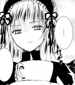 Rating: Safe Score: 0 Tags: ... 1girl closed_mouth greyscale hairband image lolita_hairband long_hair looking_at_viewer monochrome ribbon smile solo spoken_ellipsis suigintou User: admin
