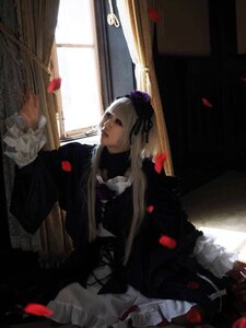 Rating: Safe Score: 0 Tags: 1girl dress flower frills indoors long_hair long_sleeves petals silver_hair sitting solo suigintou window User: admin