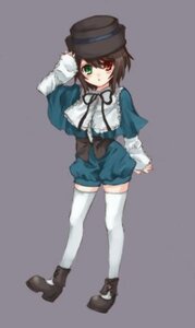 Rating: Safe Score: 0 Tags: 1girl auto_tagged boots brown_hair frills full_body green_eyes grey_background hat heterochromia image long_sleeves looking_at_viewer red_eyes ribbon short_hair shorts simple_background solo souseiseki standing suiseiseki thighhighs white_legwear User: admin