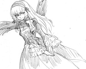 Rating: Safe Score: 0 Tags: 1girl back dress dutch_angle frills gothic_lolita greyscale hairband image lolita_fashion long_hair long_sleeves looking_at_viewer looking_back monochrome osakana_(denpa_yun'yun) rose rozen_maiden simple_background sketch smile solo standing suigintou very_long_hair white_background wide_sleeves wings User: admin