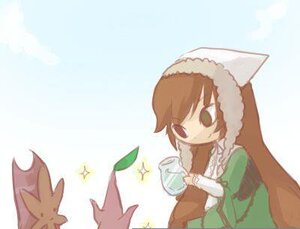 Rating: Safe Score: 0 Tags: 1girl brown_hair dress green_dress hat head_scarf heterochromia image leaf long_hair long_sleeves solo sparkle suiseiseki watering_can User: admin