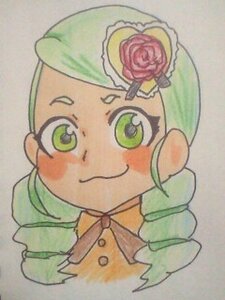 Rating: Safe Score: 0 Tags: 1girl :3 blush closed_mouth flower green_eyes green_hair hair_ornament image kanaria long_hair looking_at_viewer photo red_flower rose simple_background smile solo traditional_media User: admin