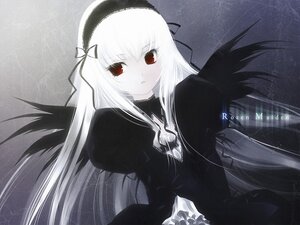 Rating: Safe Score: 0 Tags: 1girl black_wings blush colored_skin dress feathered_wings frills gothic hairband image juliet_sleeves long_hair long_sleeves looking_at_viewer monochrome puffy_sleeves red_eyes ribbon rozen_maiden solo suigintou touto_seiro upper_body very_long_hair white_hair white_skin wings User: admin