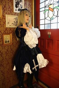 Rating: Safe Score: 0 Tags: 1girl blonde_hair dress flower indoors long_hair long_sleeves ribbon solo standing suigintou window User: admin