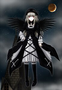 Rating: Safe Score: 0 Tags: 1girl black_dress black_legwear black_wings cross doll_joints dress frills full_moon gothic_lolita hairband image joints lolita_fashion lolita_hairband long_hair long_sleeves looking_at_viewer moon night night_sky red_eyes sky solo space star_(sky) starry_sky suigintou thighhighs wings User: admin