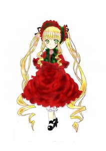 Rating: Safe Score: 0 Tags: 1girl blonde_hair blush bow bowtie dress full_body green_eyes image long_hair long_sleeves looking_at_viewer shinku shoes simple_background solo standing twintails very_long_hair white_background User: admin