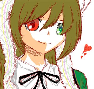 Rating: Safe Score: 0 Tags: 1girl auto_tagged green_eyes green_hair heart image looking_at_viewer red_eyes ribbon shirt short_hair smile solo suiseiseki white_background User: admin