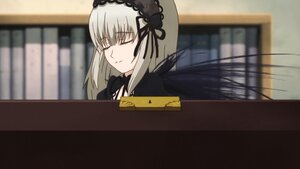Rating: Safe Score: 0 Tags: 1girl bangs black_dress black_ribbon blurry blurry_background closed_eyes closed_mouth depth_of_field dress eyebrows_visible_through_hair hairband image long_hair ribbon silver_hair solo suigintou User: admin
