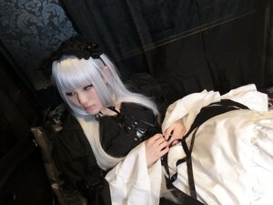 Rating: Safe Score: 0 Tags: 1girl bangs black_ribbon blunt_bangs closed_mouth dress flower indoors lace lips long_hair long_sleeves ribbon sitting solo suigintou white_dress white_hair User: admin