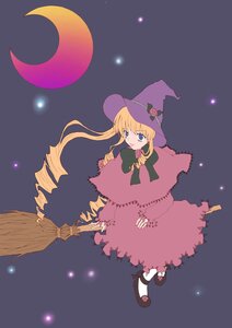 Rating: Safe Score: 0 Tags: 1girl blonde_hair blue_eyes bow broom crescent_moon dress drill_hair hat image long_hair mary_janes moon night shinku shoes solo twin_drills witch_hat User: admin