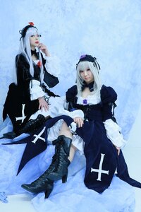 Rating: Safe Score: 0 Tags: 2girls boots closed_eyes dress flower frills gothic_lolita high_heels lips long_hair long_sleeves multiple_cosplay multiple_girls nail_polish realistic sitting suigintou tagme User: admin
