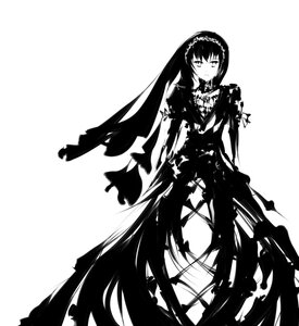 Rating: Safe Score: 0 Tags: 1girl closed_mouth dress gothic_lolita greyscale hairband image lolita_fashion lolita_hairband long_hair looking_at_viewer monochrome solo standing suigintou very_long_hair white_background User: admin