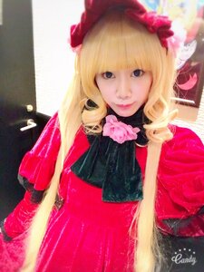 Rating: Safe Score: 0 Tags: 1girl blonde_hair blue_eyes bow dress drill_hair flower lips photo red_dress rose shinku solo User: admin