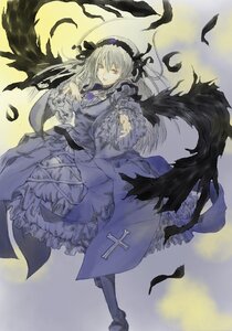 Rating: Safe Score: 0 Tags: 1girl black_feathers black_wings dress feathers flower frilled_sleeves frills full_body hairband image long_hair long_sleeves looking_at_viewer red_eyes ribbon rose silver_hair solo suigintou wings User: admin