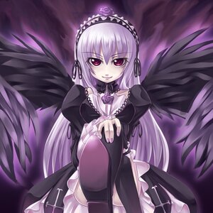 Rating: Safe Score: 0 Tags: 1girl auto_tagged black_wings boots detached_collar dress feathered_wings frills hairband image long_hair long_sleeves looking_at_viewer pink_eyes red_eyes rose silver_hair smile solo suigintou underwear wings User: admin