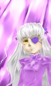 Rating: Safe Score: 0 Tags: 1girl barasuishou blue_rose eyepatch flower image long_hair long_sleeves looking_at_viewer purple_dress purple_flower purple_rose purple_theme rose silver_hair solo upper_body yellow_eyes User: admin