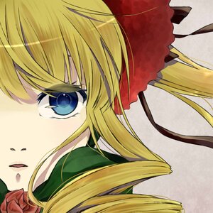 Rating: Safe Score: 0 Tags: 1girl bangs blonde_hair blue_eyes bow close-up face flower hair_ribbon image long_hair looking_at_viewer portrait red_flower red_rose ribbon rose shinku simple_background solo User: admin