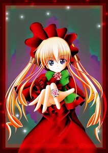 Rating: Safe Score: 0 Tags: 1girl blonde_hair blue_eyes bow bowtie cowboy_shot dress flower image long_hair long_sleeves looking_at_viewer outstretched_arm red_dress shinku solo User: admin