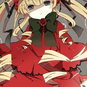 Rating: Safe Score: 0 Tags: 1girl blonde_hair blue_eyes bonnet bow bowtie dress drill_hair flower image long_hair looking_at_viewer rose shinku solo twintails User: admin