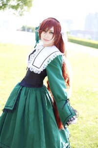 Rating: Safe Score: 0 Tags: 1girl blurry day dress green_dress green_eyes long_hair long_sleeves looking_at_viewer outdoors smile solo standing suiseiseki User: admin