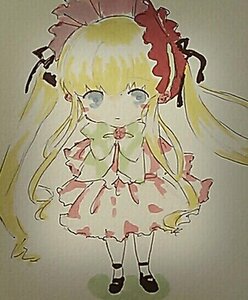 Rating: Safe Score: 0 Tags: 1girl black_footwear blonde_hair blue_eyes bonnet bow bowtie dress full_body image long_hair long_sleeves looking_at_viewer red_dress shinku shoes solo standing twintails very_long_hair User: admin