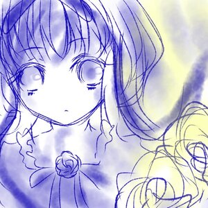 Rating: Safe Score: 0 Tags: 1girl bangs bare_shoulders collarbone dress eyebrows_visible_through_hair flower image long_hair looking_at_viewer monochrome rose shinku solo User: admin