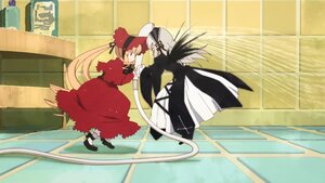 Rating: Safe Score: 0 Tags: 1boy 1girl blonde_hair dress frills image long_hair long_sleeves pair shinku shoes suigintou very_long_hair User: admin