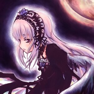 Rating: Safe Score: 0 Tags: 1girl black_wings detached_collar dress flower frills hairband image lolita_hairband long_hair long_sleeves looking_afar pink_eyes rose silver_hair solo suigintou very_long_hair wings User: admin